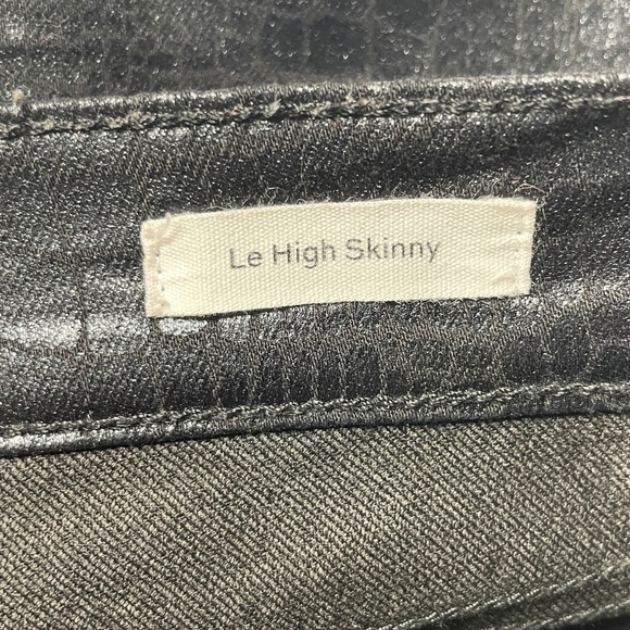 Frame Le High Crop Skinny Coated Croc-Embossed Jeans, Black, Size 26 - Picture 6 of 9